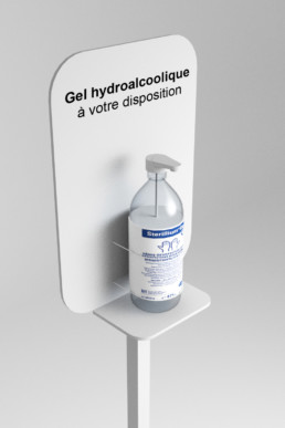 zoom distributeur de gel hydroalcoolique alu intérieur